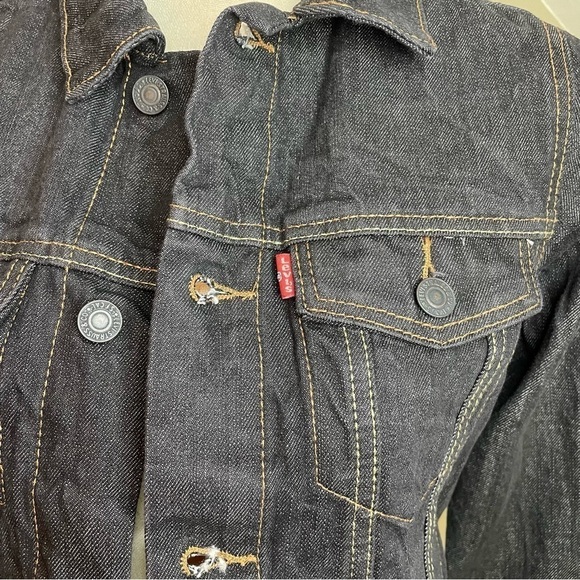 Levi’s Kids Denim Trucker Jean Jacket Dark Wash Unisex Medium 10-12 Years NWT - Picture 4 of 9